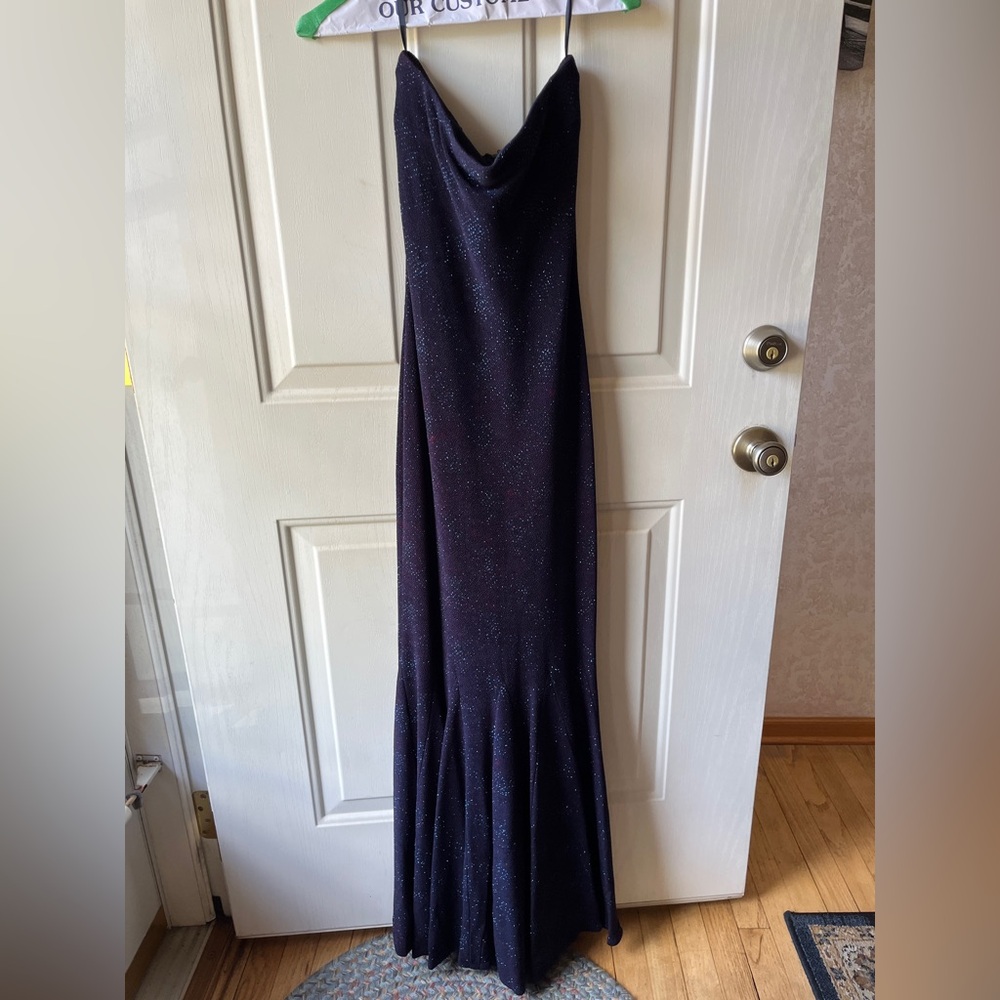 Jessica McClintock Sparkling Navy Strapless Gown